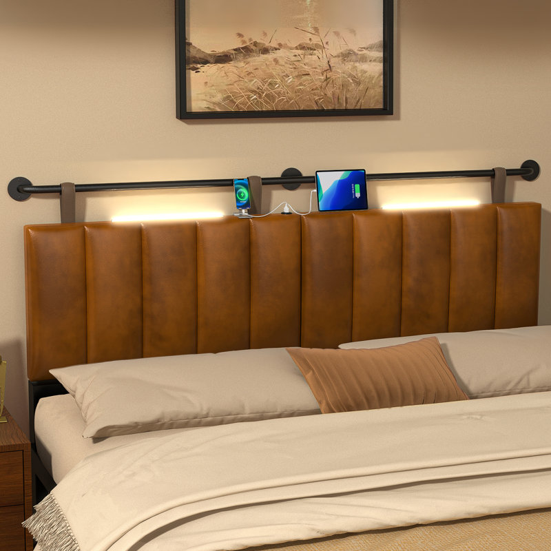 Williston Jarlfrid Wall Mounted Upholstered Headboard with USB